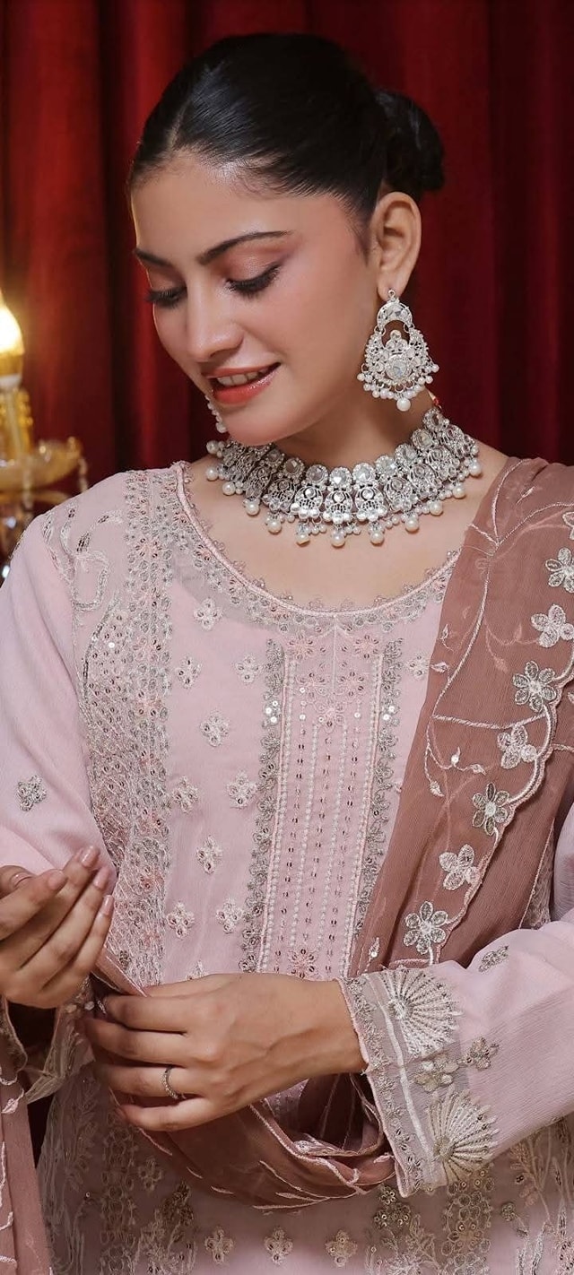 Rachna Semi-Stitched Chiffon RAY-1242 - Pakistani Party Wear Three Piece