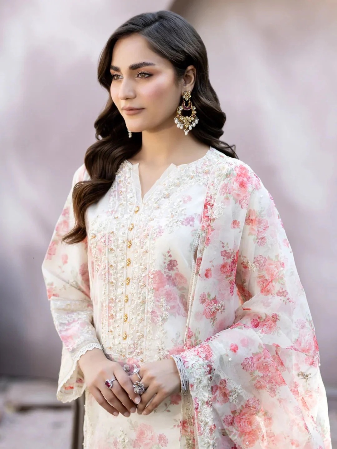 Mahiye By Noors Organza Semi Stitched 3pcs Design No -04 Pakistani Party Wear