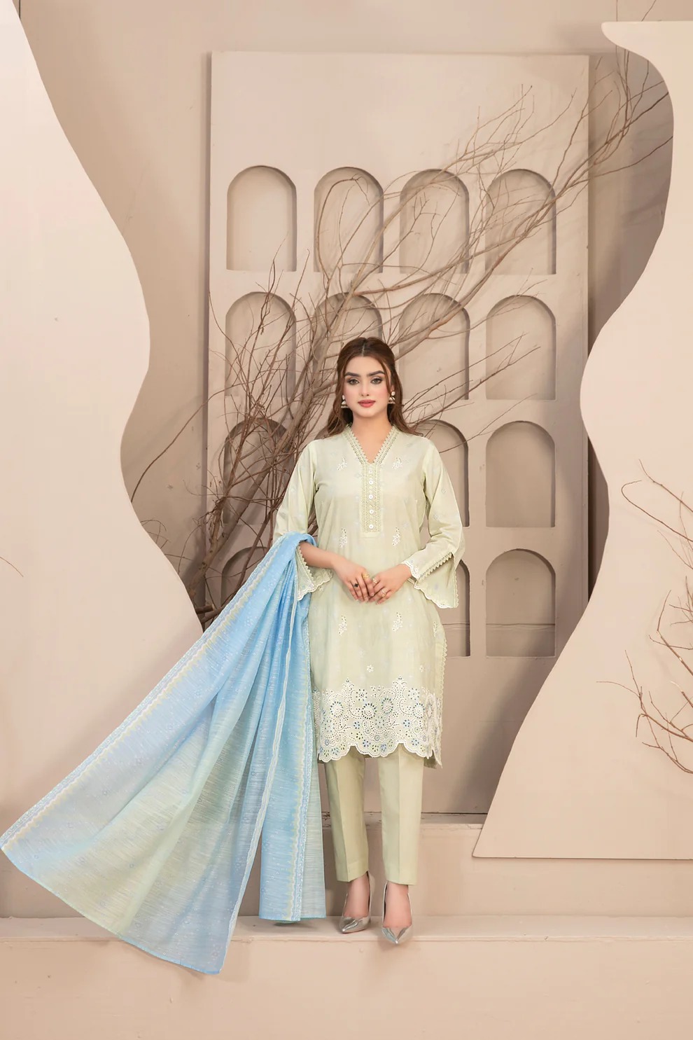 Mismah D-2749 Stitched Large by Tawakkal Pakistani Three Piece Party Wear Bangladesh