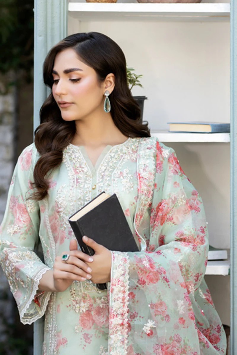 Mahiye By Noors Organza Semi Stitched 3pcs Design No -06 Pakistani Party Wear