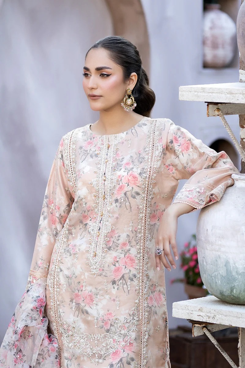 Mahiye By Noors Organza Semi Stitched 3pcs Design No -07 Pakistani Party Wear
